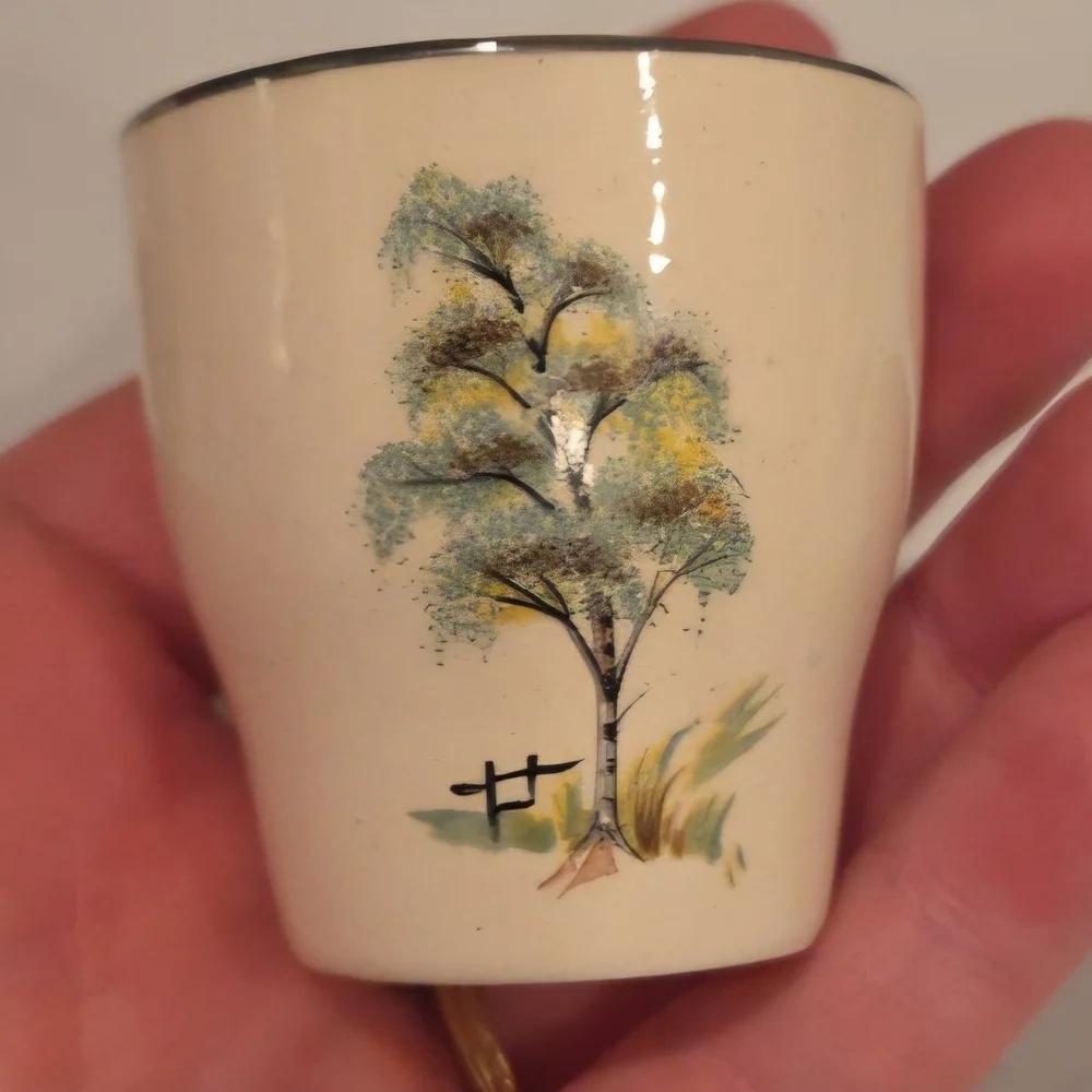 Egg Cups Low Profile Willow Tree Design Vintage